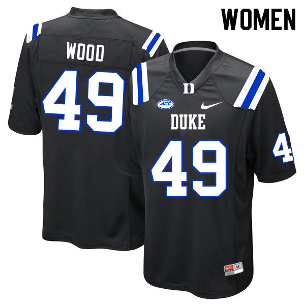 Women #49 Connor Wood Duke Blue Devils College Football Jerseys Sale-Black